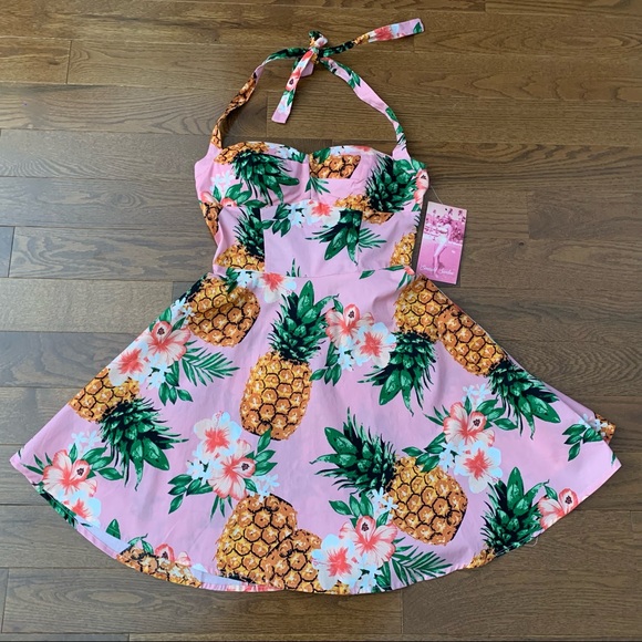 Emerald Sundae Dresses & Skirts - Pink Tropical Retro Style dress (US 4)